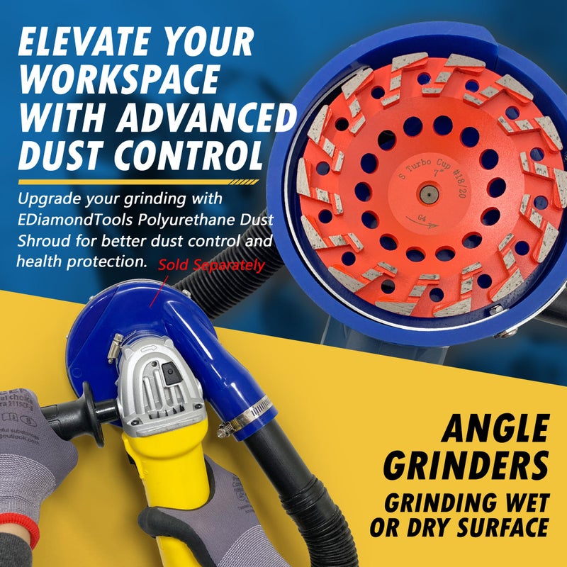 EDiamondTools 7" High Performance Diamond Grinding Wheels for Aggressive Concrete, Paint, Epoxy, Mastic, Coating Removal, #18/20 Grit, 14 S Segments, 5/8"-11 Arbor - Image 5